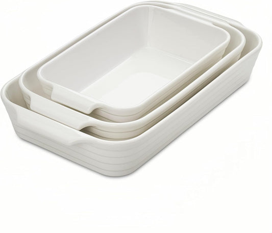Regine Switzerland Casserole Dishes Set - 3 Ceramic Baking Pans with Handles for Oven Use