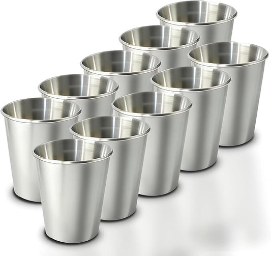 10 Pack 10 oz Stainless Steel Pint Cups,Stainless Steel Cup,Pint Cup Tumbler，water Tumbler,Stackable,Reusable,BPA Free