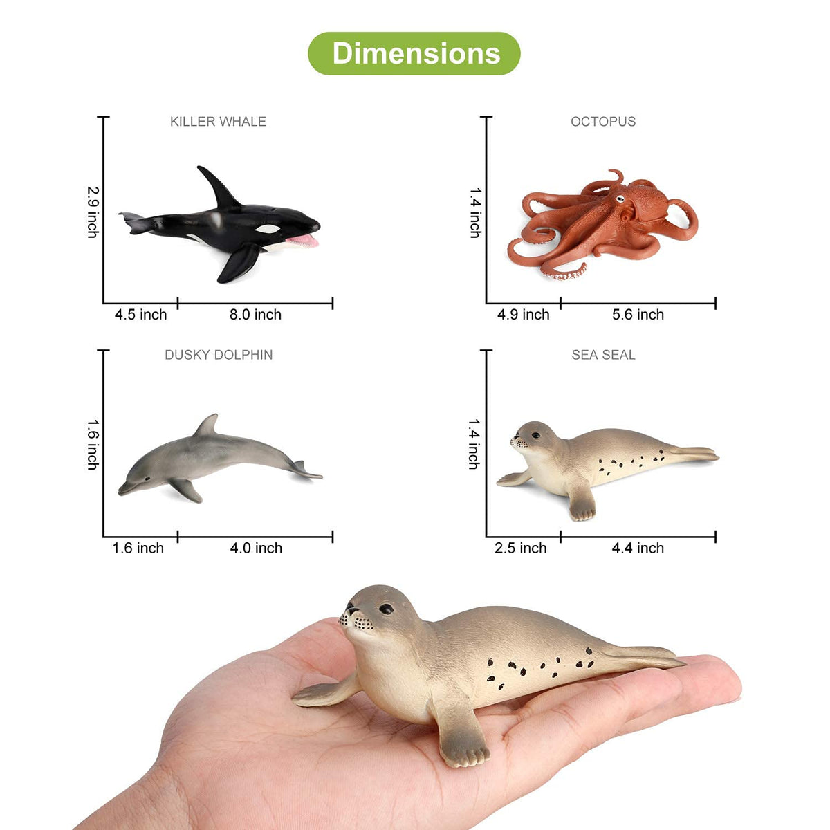 Volnau Sea Creature Toys Figures 8PCS Antarctica Ocean Animals Figurines for Toddlers Kids Christmas Decoration Fish Gift Plastic Preschool Pack and Bath Penguin Killer Whale Set