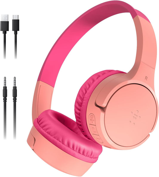 30H 85dB Belkin SoundForm Mini - Wireless Bluetooth Kids Headphones, Battery, Safe Volume Limit, Built-in Microphone