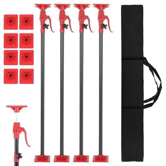 4 Pack Cabinet Jack Support Pole, 45"-114" Telescopic Cabinet Support Pole, Adjustable 3rd Hand Support Pole with 154 Lbs Load Capacity for Installing Cabinet, Lifting Drywall, Cargo Bars