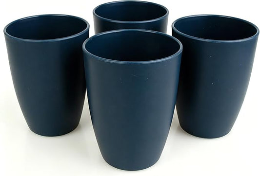 Wheat Straw Cups set of 4, Unbreakable Drinking Cup, Reusable Cups, Dishwasher Safe, 12 oz for Kitchen, Home, Office, and Outdoor Use (Dark BLue)
