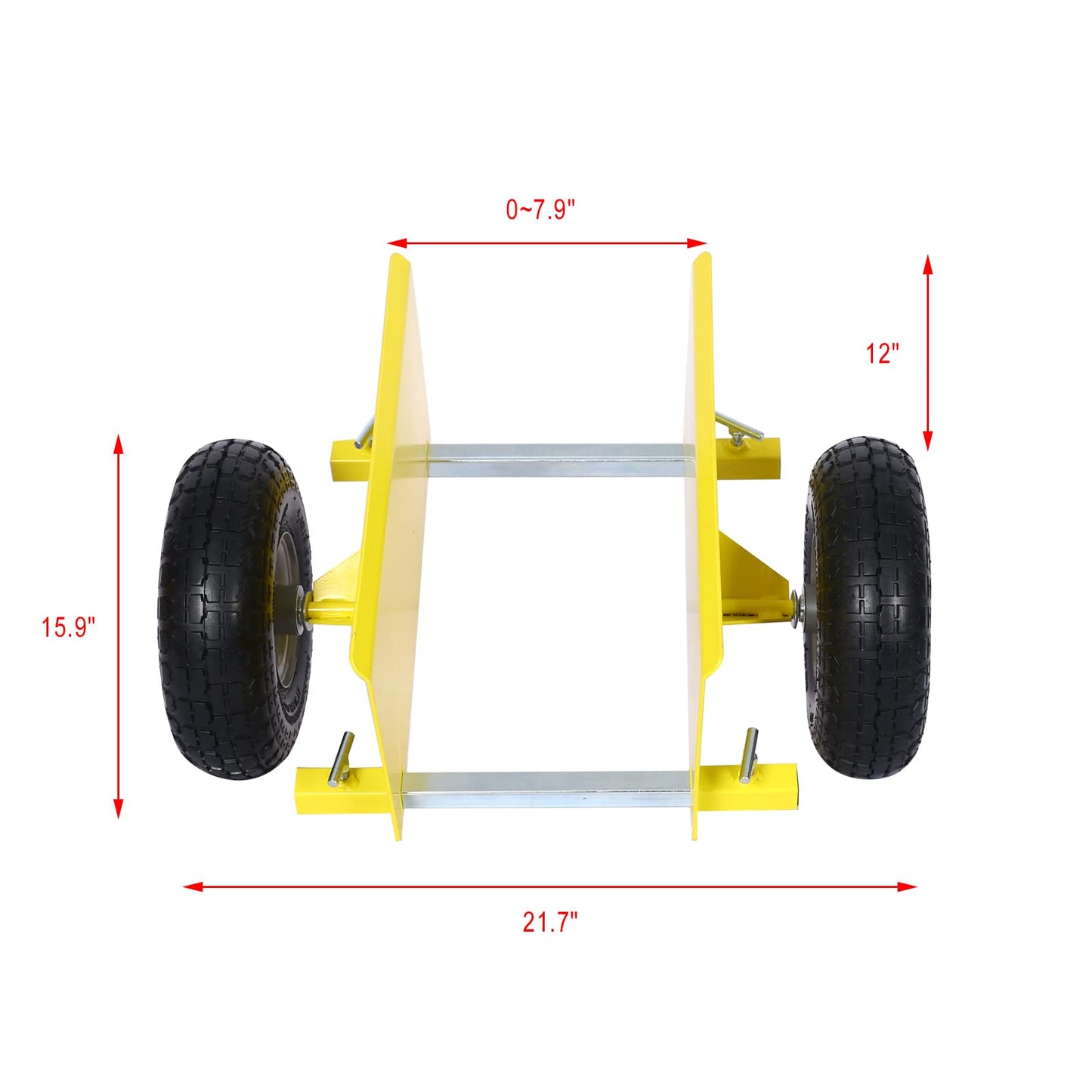 Heavy Duty Panel Dolly, Metal Panel Dolly with 10" Pneumatic Wheels Heavy Duty All Terrain Moving Cart with Adjustable Clamp Grip for Drywall Sheet Heavy Appliance & Material Handling Cart Yellow