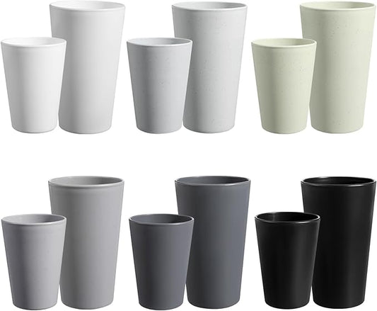 HEYCOME Set of 12 Wheat Straw Cups, 6 Pcs 20 oz & 6 Pcs 12 oz Unbreakable Drinking Cups, Reusable Plastic Cups Sets, Water Glasses Tumblers, Microwave & Dishwasher Safe, Bpa Free, 6 Colors