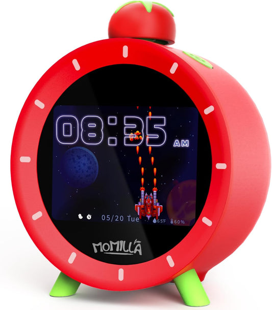 2.8" 4 MOMILLA Kids Alarm Clock for Bedrooms, Visual Timer with LCD Display Alarms, Digital Clock with White Noice