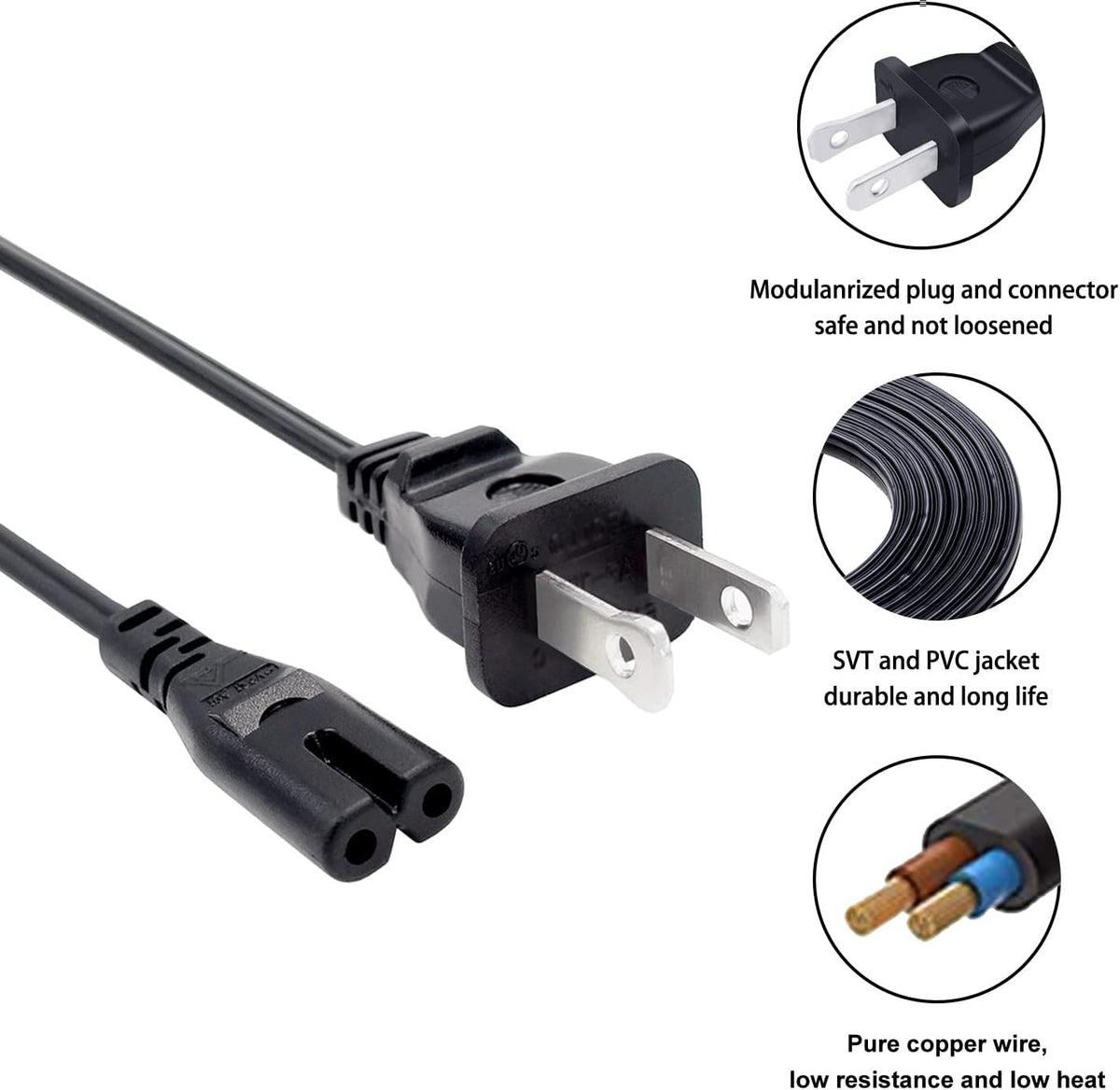 Saireed YAS-106 ATS-1080 YAS-209 YAS-209BL YAS-108 ATS1080-R YAS-207BL ATS-1060 8ft 2 Power Cord for Yamaha Sound bar