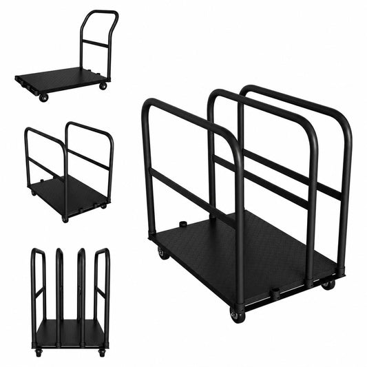 2000 Lbs Heavy Duty 2-in-1 Platform Truck, Q235 Thickened Steel Flatbed Hand Truck, Foldable Push Cart Dolly with 4 Swivel Wheels (2 with Brakes), for Warehouse, Workshop, Moving and Industrial Use