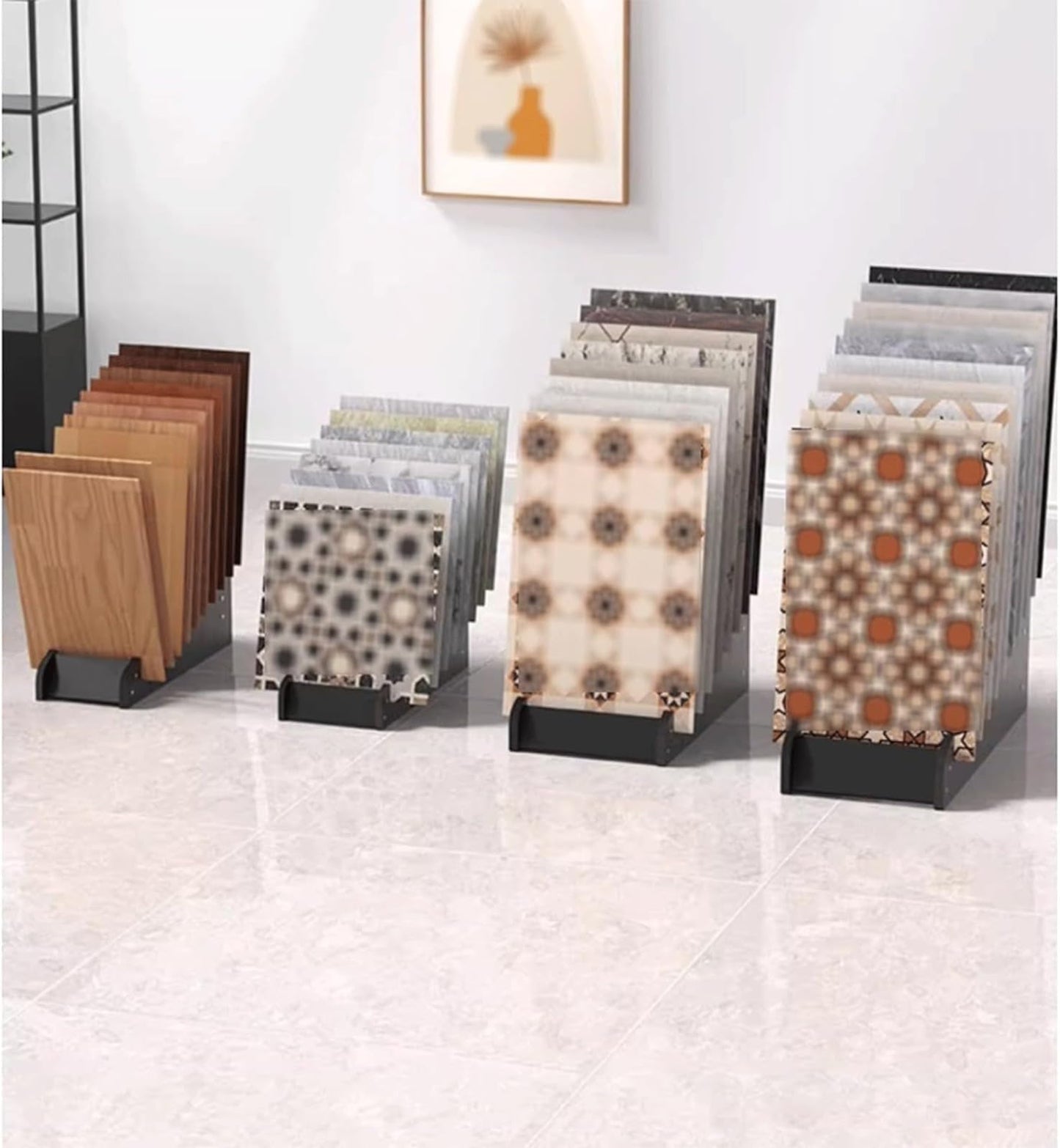 Floor Tile Sample Rack,Durable Wooden Tile Sample Display Rack - 59x43x31cm Floor-Standing Storage Shelf for Retail Showrooms & Home Improvement - Stylish Organizer for Ceramic Tiles & Build