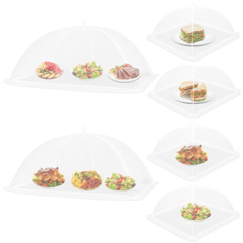 6 Pack Food Covers for Outside Mesh, 2 XL 40x25 inch + 4 L 17x17 inch Popup Foldable Outdoor Food Tents, Screen Net to Keep Bugs Flies Away for Picnic BBQ Camping Party Supplies