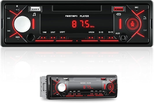 CAMECHO MP3/U Car Radio Bluetooth Single DIN Car Stereo Audio, Car Audio with Bluetooth Handsfree/FM/ Disk/AUX/USB