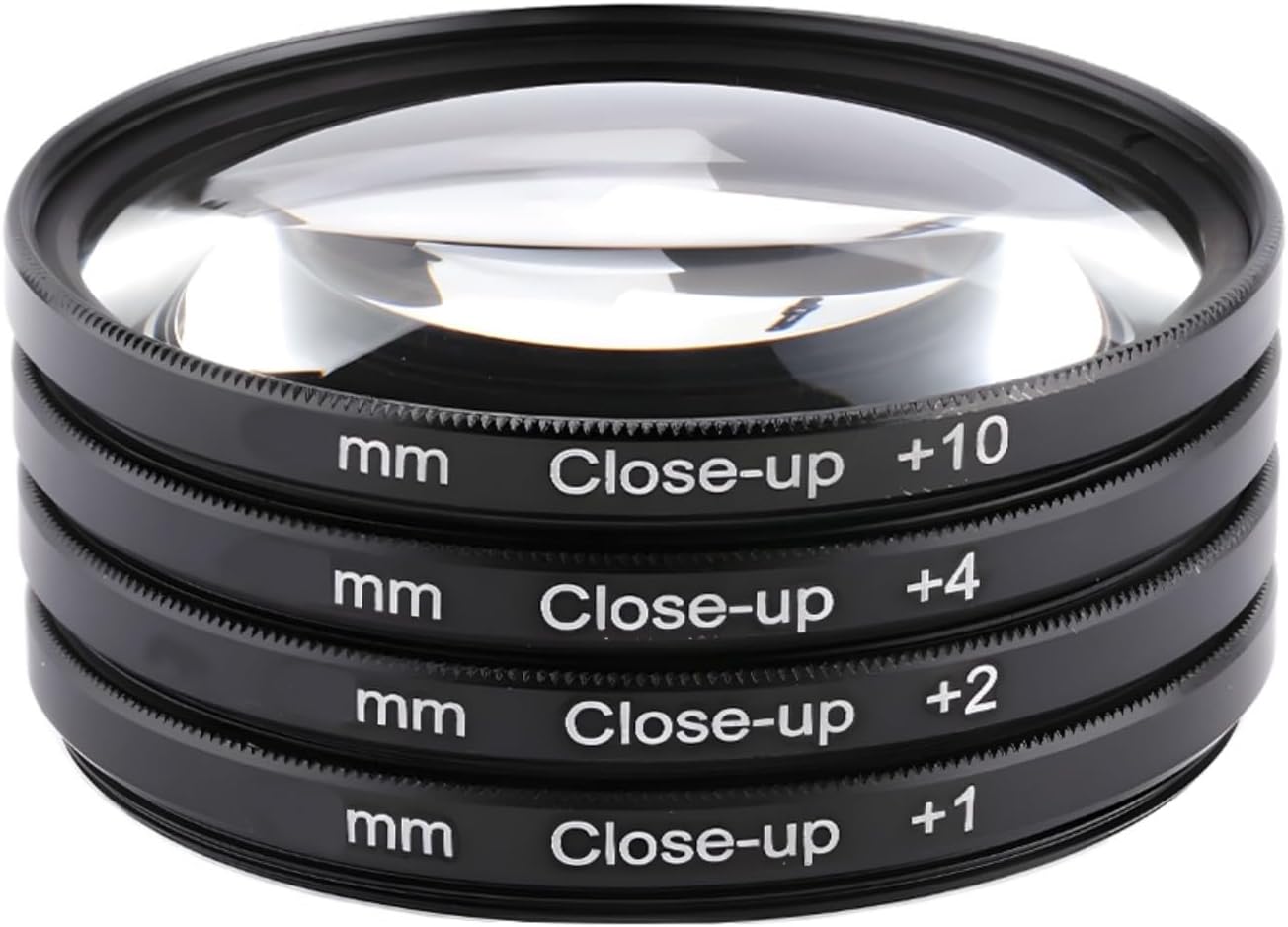 YOFOTIXAUU 46mm 4 (+1 +2 +4 +10) Set, (46mm) Close-Up Lens Filters Kit Pieces Macro Filter Lens Cap & Cleaning Cloth