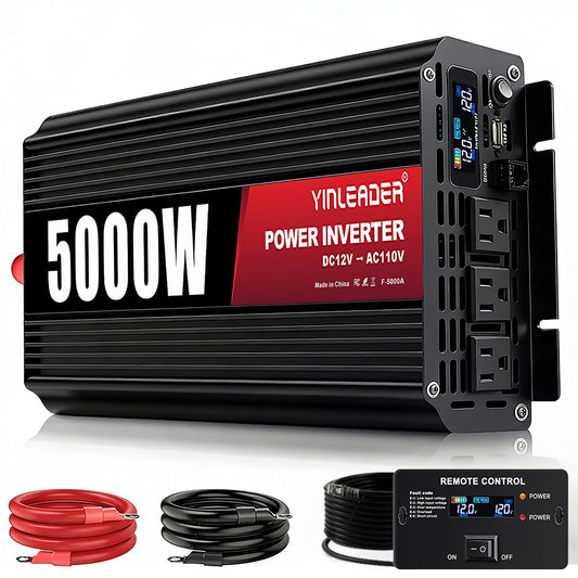4000 Watt Power Inverter 12v to 110V/120V Converter Peak Power 8000W with 3 AC Outlets,1 USB Port, Remote Controller & LCD Screen DC to AC Inverter for RV Camping Off-Grid Solar Inverter Systems