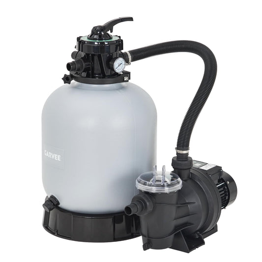 19" Sand Filter Pump for Above Ground Pool with Timer, 1.5HP 6075GPH Swimming Pool Pump & Sand Filter System with 7-Way Valve & Strainer Basket, Pool Pumps Above Ground, Grey