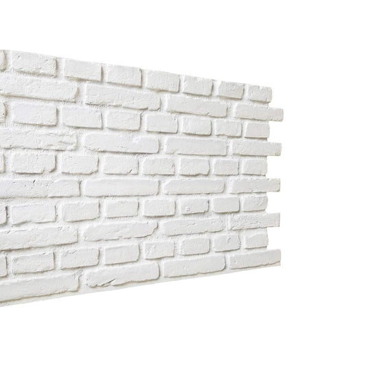 3D Wall Panels, Vintage Whitewashed Brick, Faux Brick Wall Tiles, FRP Brick Effect Wall Cladding for Indoor Outdoor Wall Restoration and Covering (Vintage White)