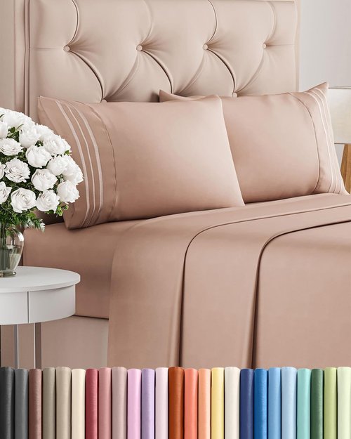 King Size 4-Piece Sheet Set - Ultra-Soft & Cooling Bed Sheets | Hotel Luxury Bedding - Mauve