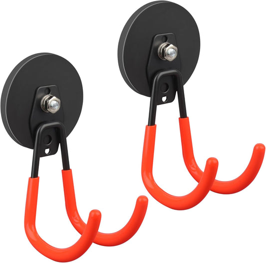 ULIBERMAGNET Heavy-Duty Magnetic Hooks - Strong 3.46-Inch Design for Cables, Tools & More | 2 Pack (Orange)