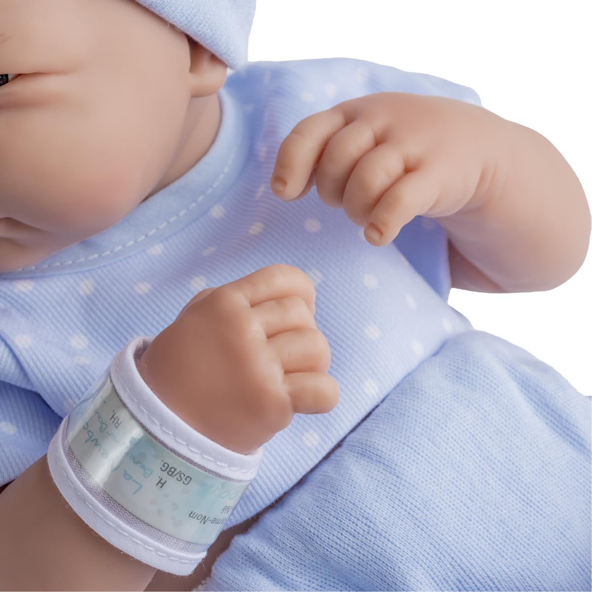 La Newborn Boutique 14" Realistic Baby Doll – 9-Piece Layette Gift Set, Soft Vinyl, Posable Limbs, Lifelike Detail – Anatomically Correct Real Boy in Blue (Berenguer / JC Toys)