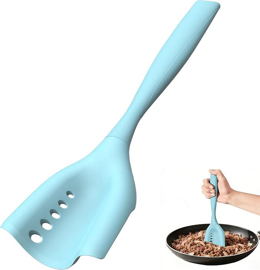 Mincing Spatula Meat Chopper, Hamburger Grinder, Premium Heat Resistant Smasher for Ground Beef, Potato Mix Tool, Meat & Poultry Tenderizers-Aqua