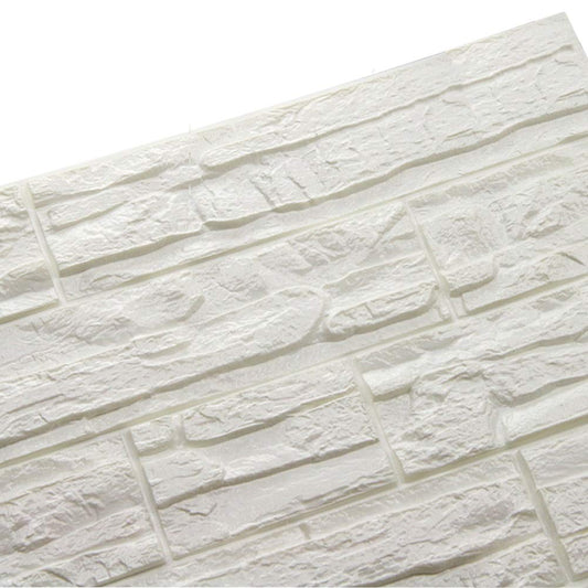 3D Brick Textured Pattern Wall Panels Wallpaper Self-Adhesive PE Foam Waterproof Modern Style for Living Room Bedroom Kitchen Wall Covering Background Decoration 12PCS=46.5SQ.FT(12PCS, White)
