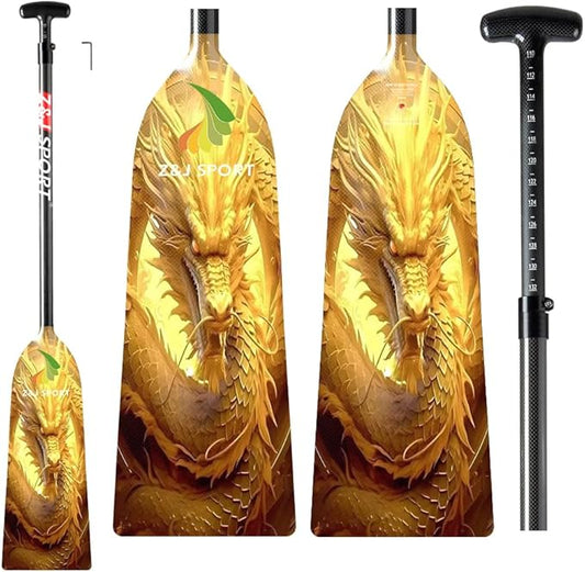 Z&J SPORT Adjustable Dragon Boat Paddle, IDBF Approved Carbon Fiber Paddle, Dragon Graphic Paddle with Adjuster for Dragon Boat Race with Adjustable T Handle