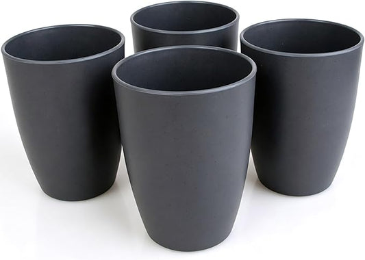 Wheat Straw Cups set of 4, Unbreakable Drinking Cup, Reusable Cups, Dishwasher Safe, 12 oz for Kitchen, Home, Office and Outdoor Use (Dark Gray)