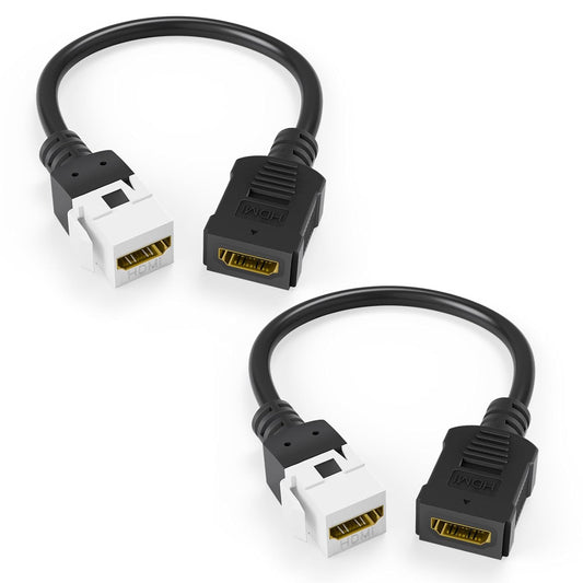 2-Pack 4K HDMI2.0 6 Inch VCE HDMI Keystone Jack, Female to Female HDMI Pigtail Cable Keystone Coupler for Keystone Wall
