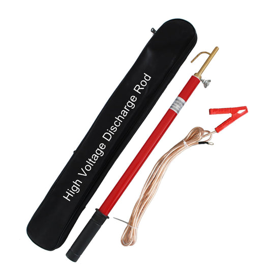11kV Telescopic High Voltage Discharge Rod, Epoxy Resin Static Discharge Stick with Dual Port, 32.8ft 4mm² Copper Grounding Cable & Hook for Capacitor DC Voltage Draining