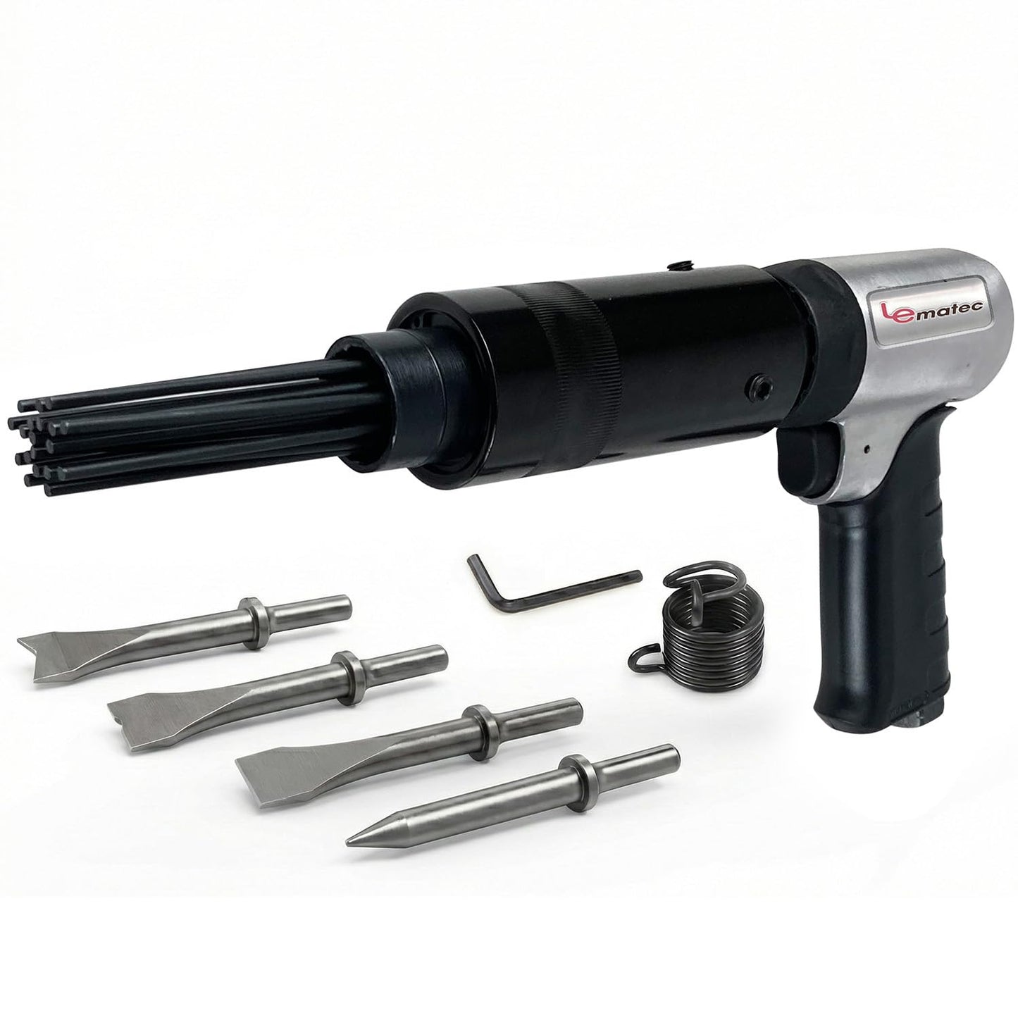 LE LEMATEC Air Needle Scaler with Chisel Kit, 4800 BPM Pneumatic Hammer for Rust & Paint Removal, Metal Scraper Tool - LE-AN324K