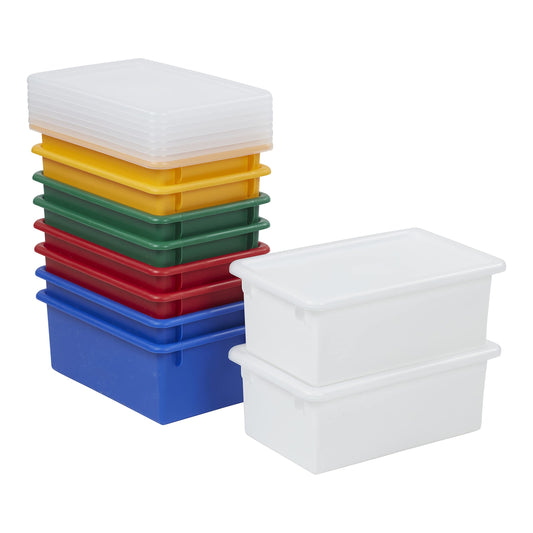 ECR4Kids Cubby Storage Bin with Lid, Multipurpose Organization, Assorted, 10-Piece