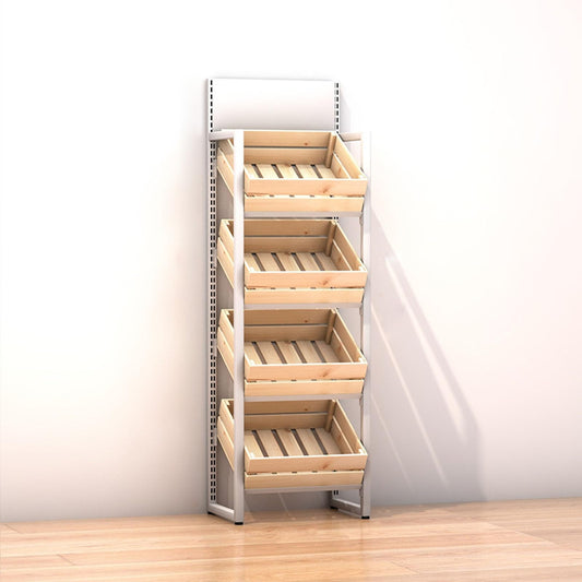 3/4 Tier Fruits & Vegetables Kitchen Shelf Rack Display,Large Solid Wood Retail Snack Stand,for Commercial Supermarket, Floor Multi-layer Storage Frame,Produce Holder For Onion Potato Storage(C,4 Tier