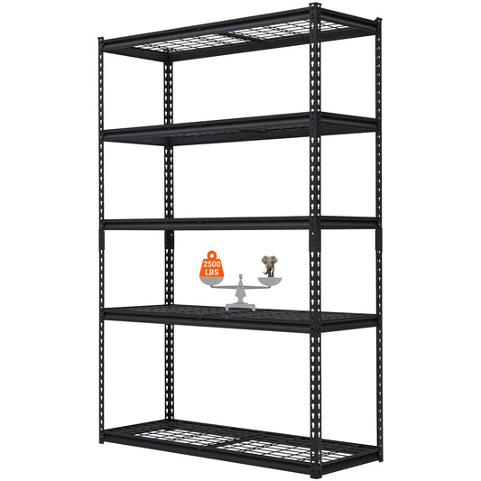 5 Tier Shelving Unit for Garage Organization-Heavy Duty Industrial Wire Shelving Rack, 2500Lbs Metal Storage Racks, Multifunctional Utility Shelf for Garage, Office, Kitchen