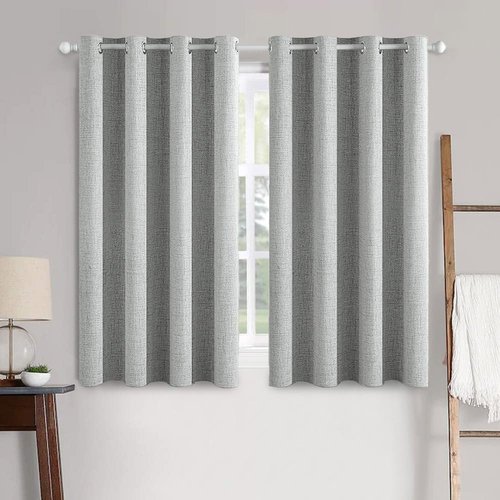 MIULEE Blackout Linen Curtains - Thermal Insulated Room Darkening Drapes | Glacier Gray, 52 x 45 Inch (2 Panels)