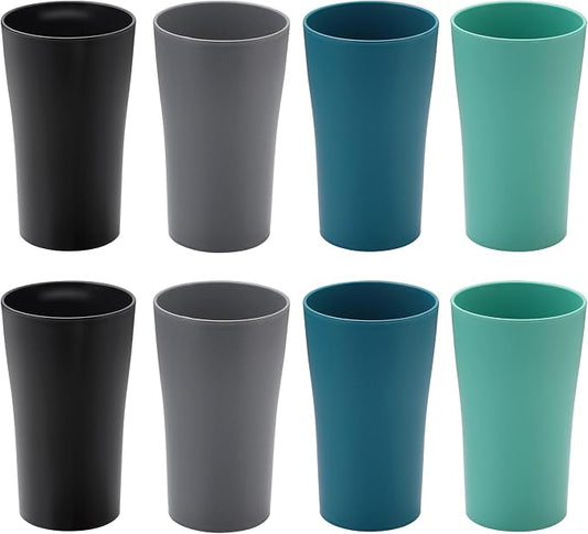 Drinking Glasses Premium Wheat Straw Unbreakable Cups - Set of 8 Alternative to Plastic Cups Unbreakable Drinking Cup Easy to Clean & Reusable Dishwasher Safe Water Glasses Tumblers (13 OZ)