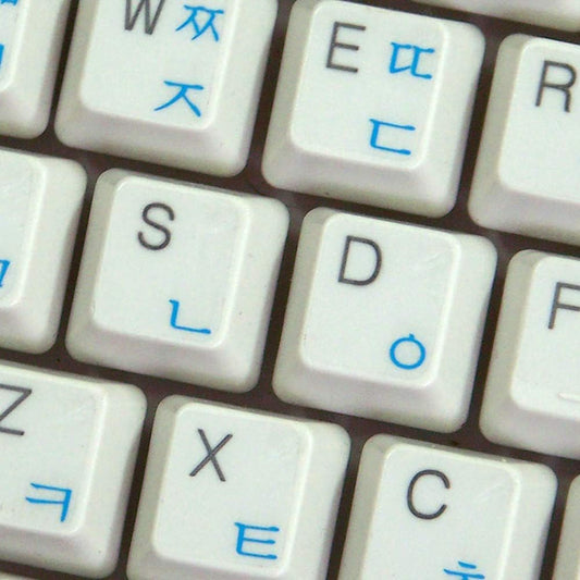4Keyboard Korean Keyboard Labels Layout ON Transparent (Clear) Background with Black, Blue, Green, Orange, RED, White