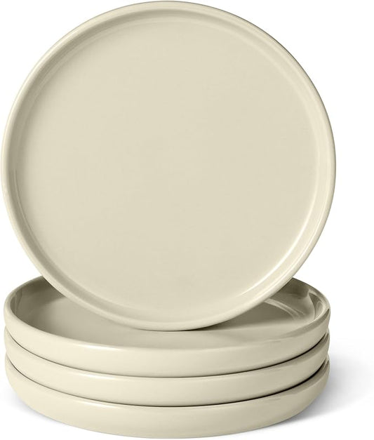Amazon Basics Glazed Stoneware Salad Plates, Ceramic 4-Piece Set, Microwave, Dishwasher and Freezer-Safe, Stain-Resistant, 8.3 in., Ivory