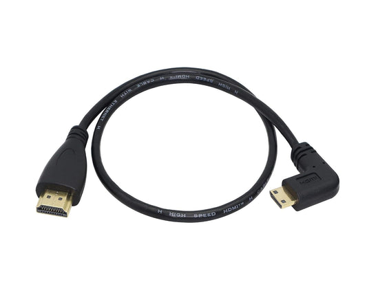 50cm 19.6inch CERRXIAN High Speed Gold Plated Mini HDMI Left Angle Male to HDMI Male Cable (Black) L