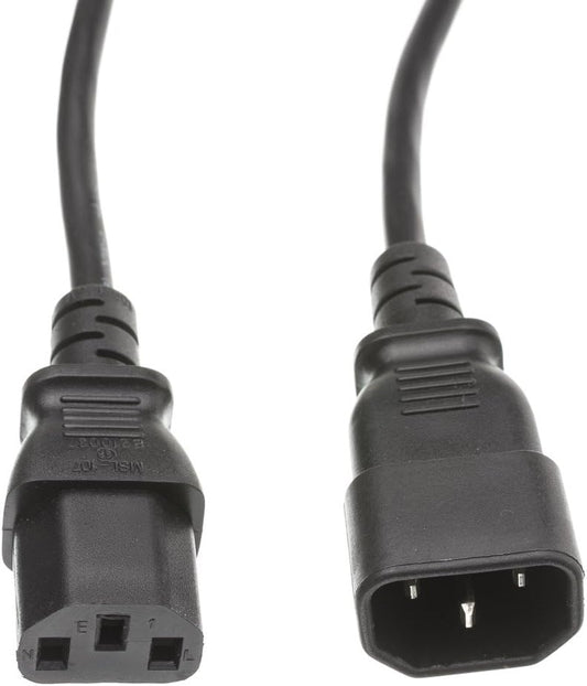 CableWholesale 3 C13 C14 3 18 10 C13 C14 feet Computer/Monitor Power Extension Cord, Female to Male Plug, Pin, AWG