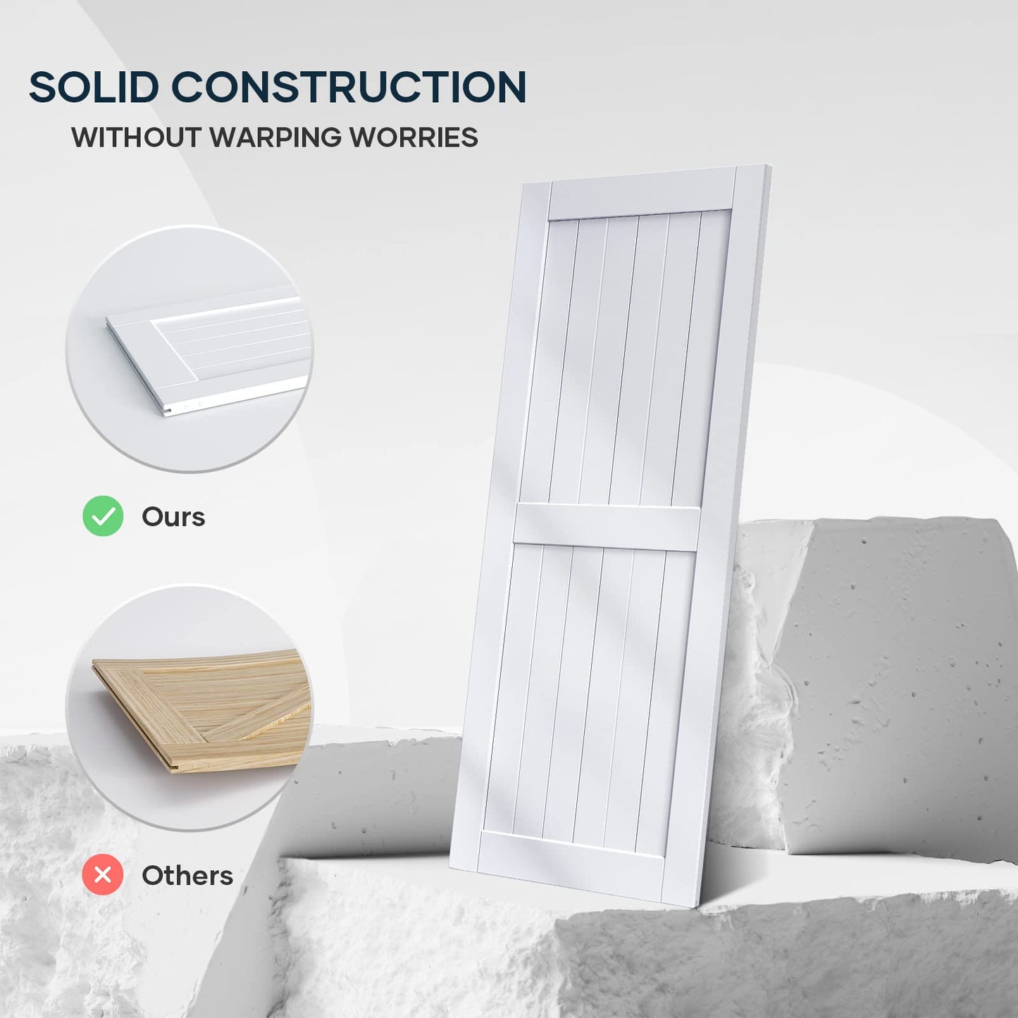 EaseLife 34 x 84 inch White Barn Door with 6FT Sliding Door Hardware Kit Included & Handle,Solid Wood Covered with Waterproof PVC Surface,DIY Assemblely,Easy Install,H-Frame,Fit 30-32in Wide Opening