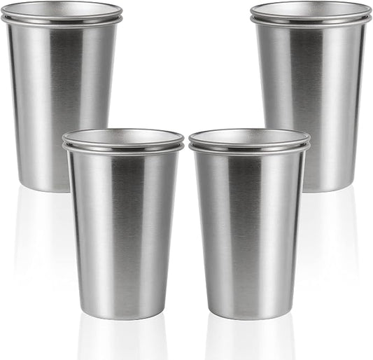 8 Pack 16oz Stainless Steel Pint Cup,Healthy Unbreakable and Stackable,Metal Drinking Glasses