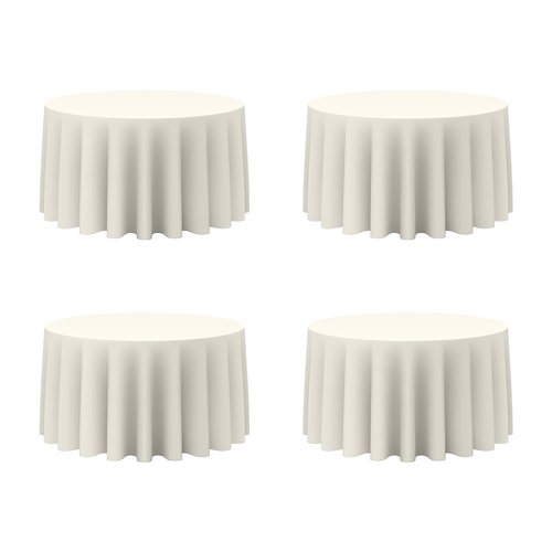 BRILLMAX 4 Pack Ivory Round Tablecloths 120 Inch for 60” Tables - 150 GSM Polyester Fabric, Floor Length Drop, Water, Stain & Wrinkle Resistant Cloth Cover for Wedding Reception Banquet Dining