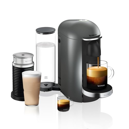 Breville Nespresso Vertuo Plus Deluxe Coffee & Espresso Maker - Titan with Aeroccino Frother