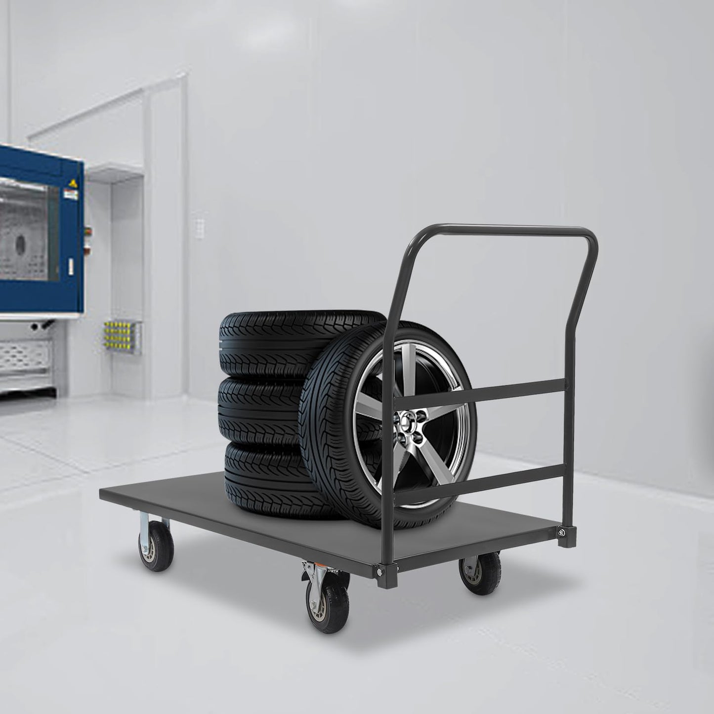 24 x 49in Industrial Flat Dolly Cart, 20000lbs Capacity Heavy Duty Cart, Flatbed Hand Truck, Metal Platform Cart with Casters, Folding Hand, Slope Pads (Without Slope Pads)