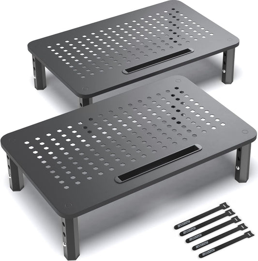2 Pack EVOOMI Back Saver Monitor Stand for Desk - Monitor Riser - Anti-Skid HD Hexagonal Steel Computer Stand - Free