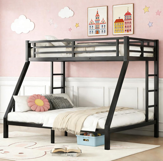 Bellemave Twin XL Over Queen Bunk Beds, Heavy Duty Metal Bunk Bed Frame for Kids, Adults, Black