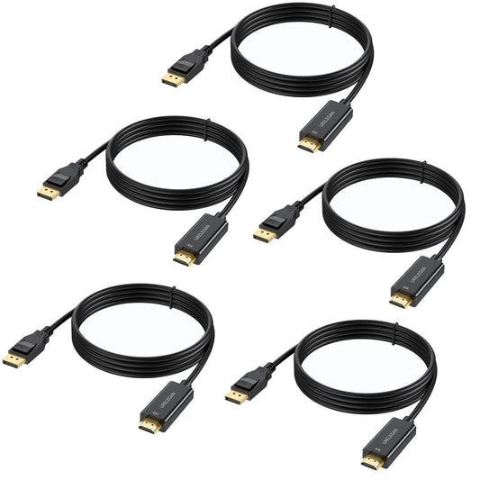 3 5-Pack, 4K DisplayPort to HDMI Cable feet Display Port to HDMI Cables Uni-Directional DP to HDMI Cord for Dell