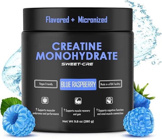 Creatine Monohydrate – 5g Creatine Monohydrate Powder – Advanced Creatine for Women and Men – Bulk Supplements Creatine – Delicious Fruit Punch Flavor – 10oz (40 Servings, Blue Raspberry)
