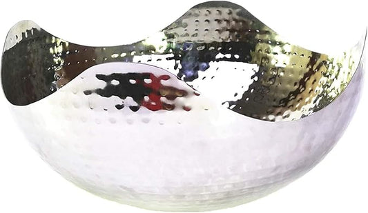 Hosley 10" Long Silver Finish Metal Bowl Modern Elegance for Serving and Decor Contemporary Accent for Stylish Homes Sophisticated