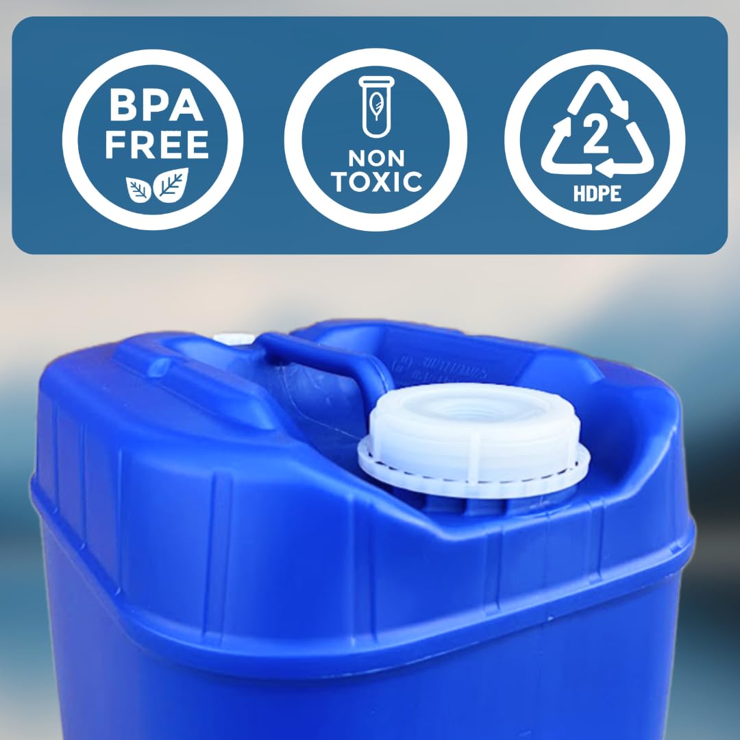 Aguaprep 5-Gallon Stackable Water Storage Containers, 5 Lids + 1 Spigot, Easy Fill, Survial Supply Emergency Water Storage for Camping and Disaster Preparedness, RV, 20 Gallon (4 Tanks)