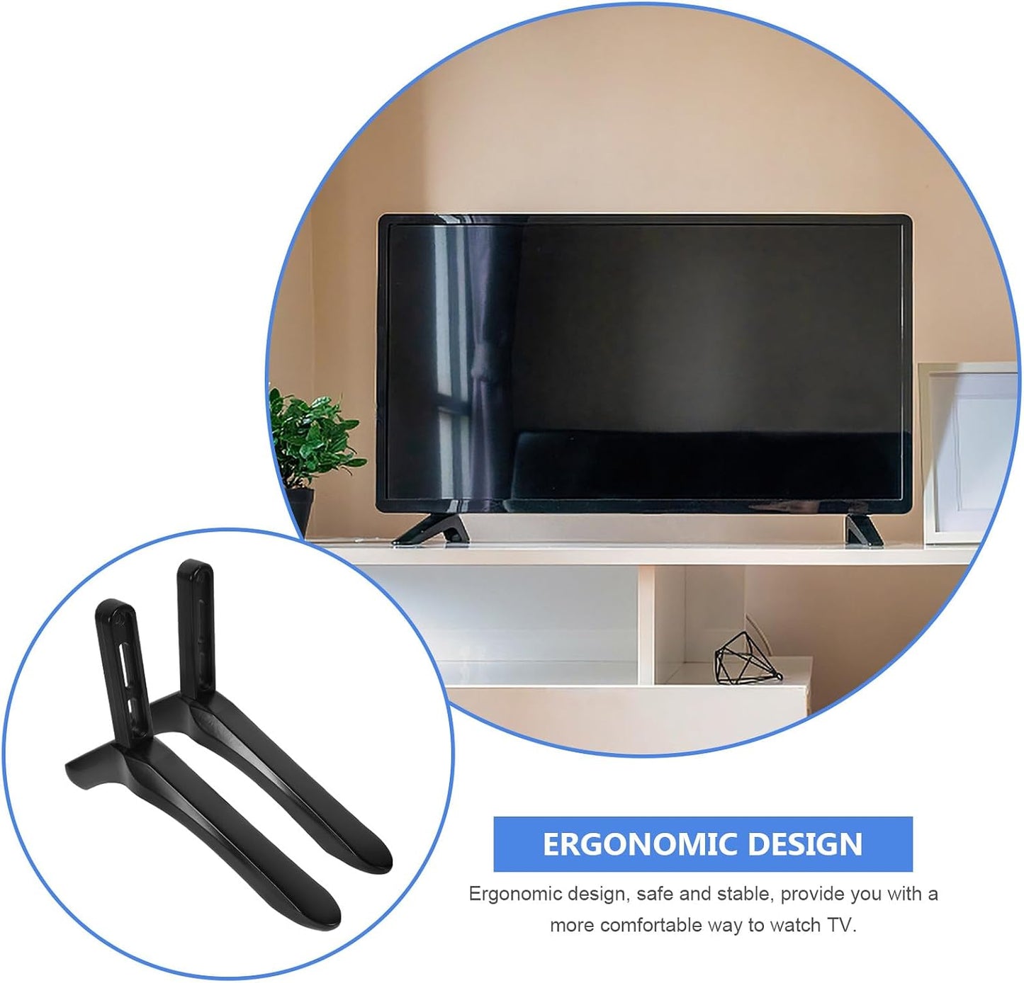 Luxshiny TV Stand Replacement Base with Screws Stable Black TV Holder Pedestal for Desktop Use for Living Room