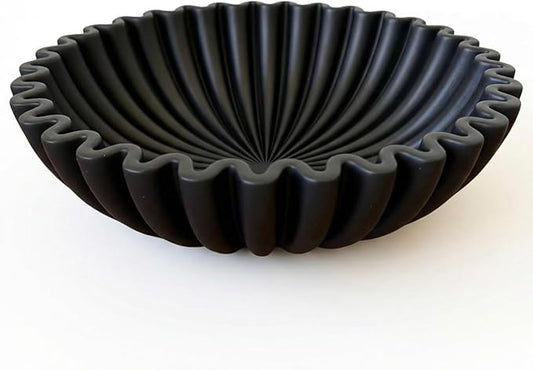 OAKOA Black Decorative Bowl for Home Decor - Modern Fruit Bowl for Kitchen Counter - Black Bowl Decor - Centerpiece Bowl - Organic Modern Decor